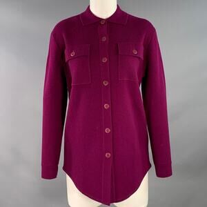 HEIDI SAYS Size XS Burgundy Cashmere Collar Double Knit Cardigan